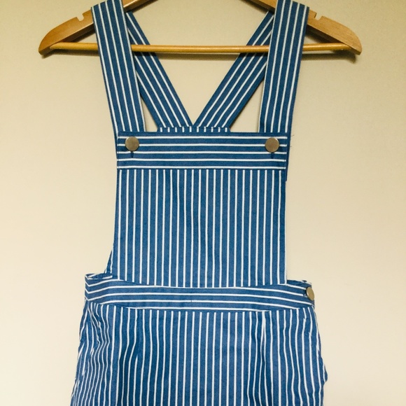 ModCloth Denim Striped Suspenders/Jumper NWOT - Picture 3 of 8